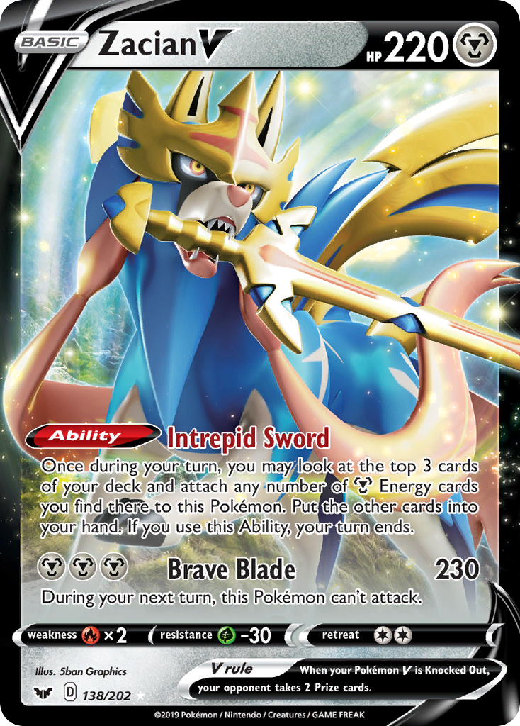 Zacian V 138/202 Rare Holo V | Sword & Shield | Pokemon Card