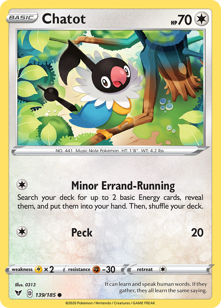 Chatot 139/185 Common | Vivid Voltage | Pokemon Card