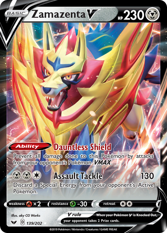 Zamazenta V 139/202 Rare Holo V | Sword & Shield | Pokemon Card