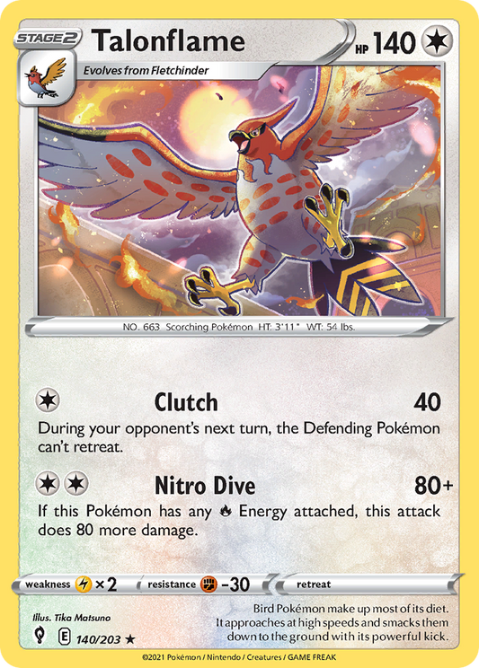 Talonflame 140/203 Rare | Evolving Skies | Pokemon Card