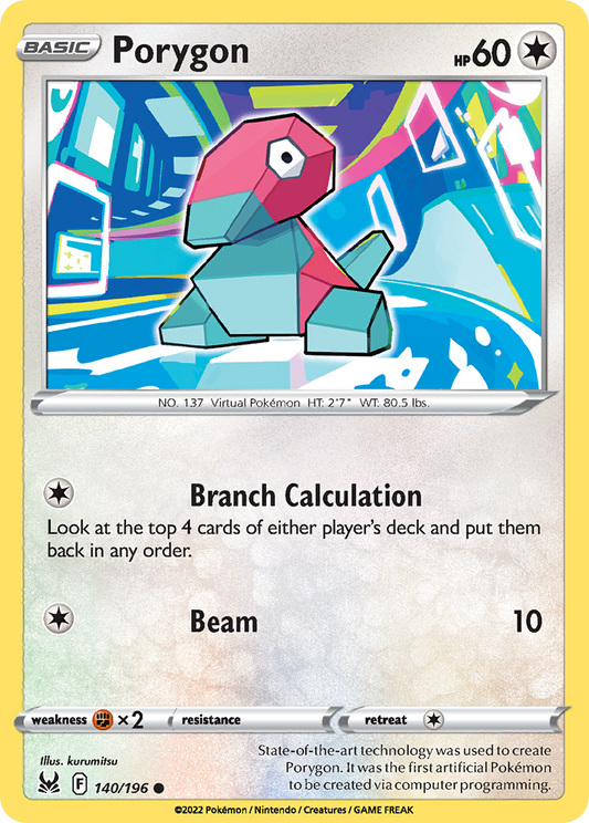 Porygon 140/196 Common | Lost Origin | Pokemon Card