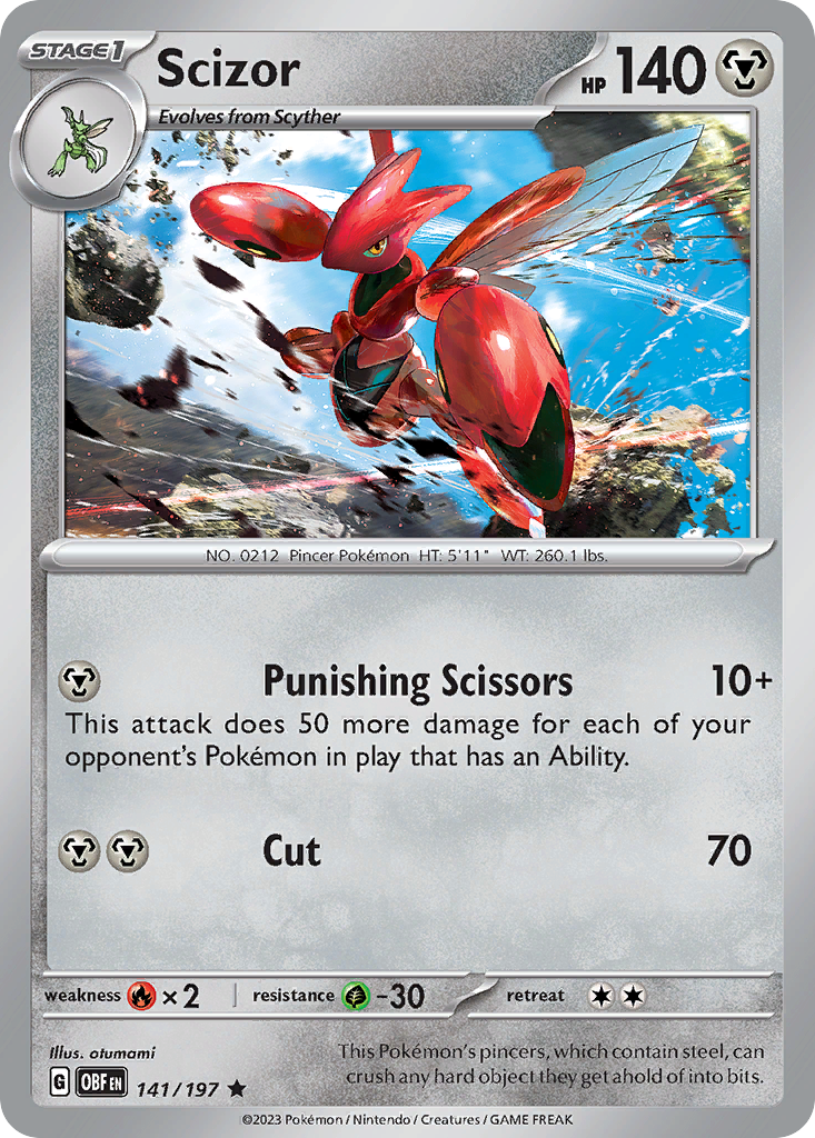 Scizor 141/197 Rare | Obsidian Flames | Pokemon Card