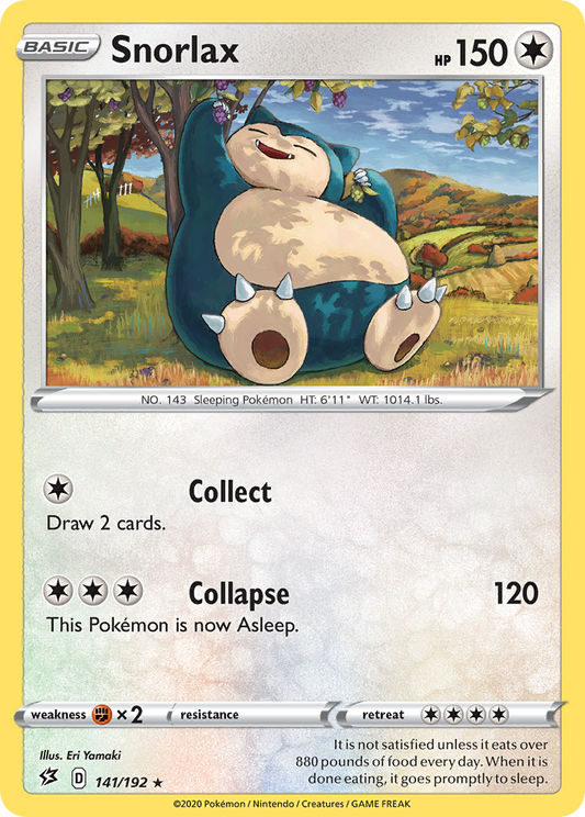 Snorlax 141/192 Rare | Rebel Clash | Pokemon Card