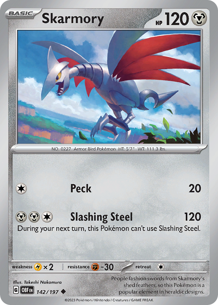 Skarmory 142/197 Uncommon | Obsidian Flames | Pokemon Card