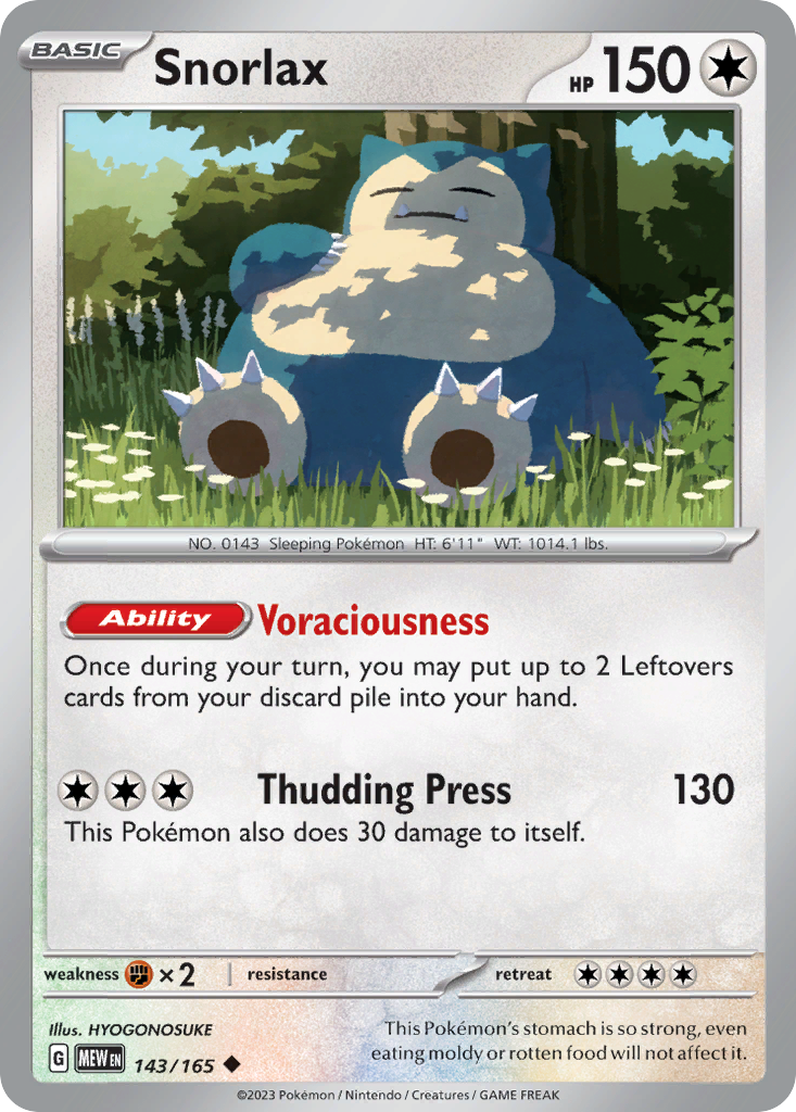 Snorlax 143/165 Uncommon | 151 | Pokemon Card