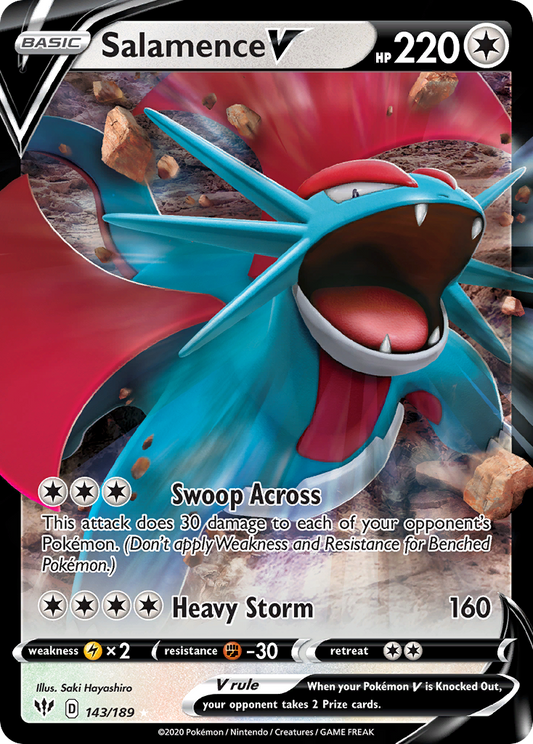 Salamence V 143/189 Rare Holo V | Darkness Ablaze | Pokemon Card