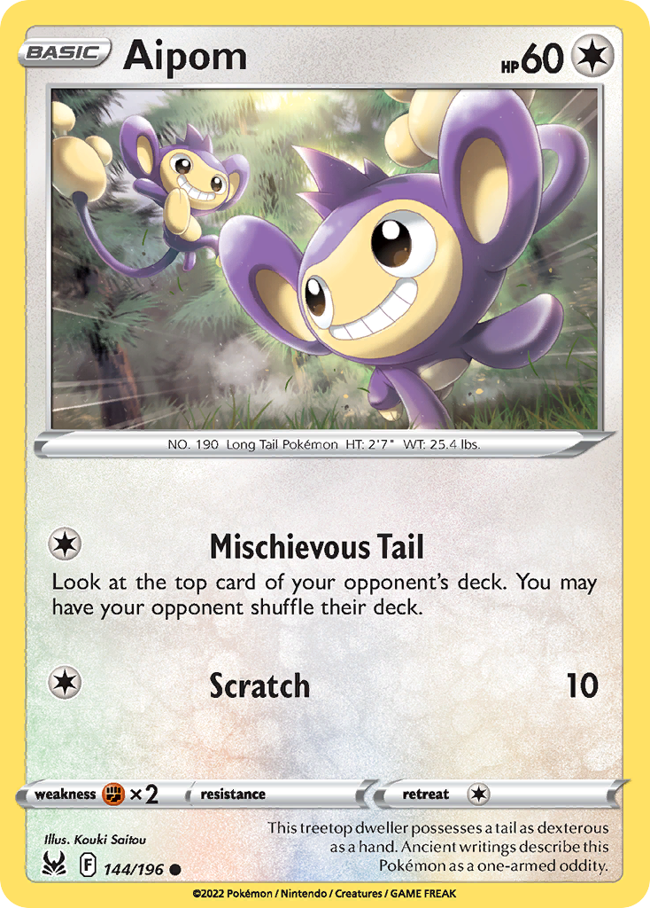 Aipom 144/196 Common | Lost Origin | Pokemon Card