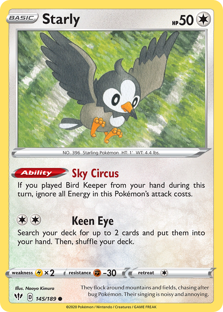 Starly 145/189 Common | Darkness Ablaze | Pokemon Card