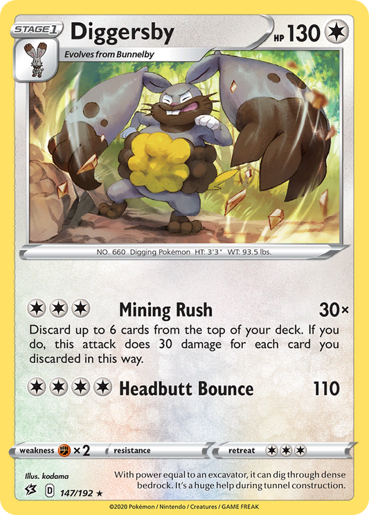 Diggersby 147/192 Rare | Rebel Clash | Pokemon Card