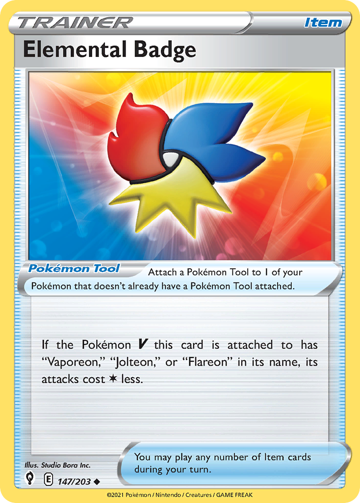 Elemental Badge 147/203 Uncommon | Evolving Skies | Pokemon Card