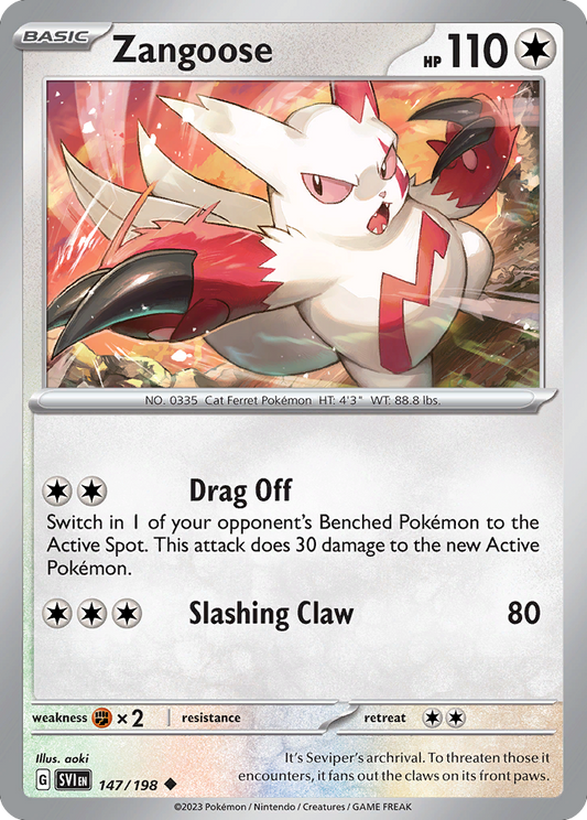 Zangoose 147/198 Uncommon | Scarlet & Violet | Pokemon Card