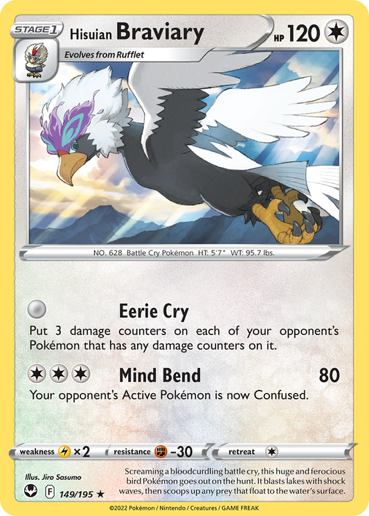 Hisuian Braviary 149/195 Rare Holo | Silver Tempest | Pokemon Card