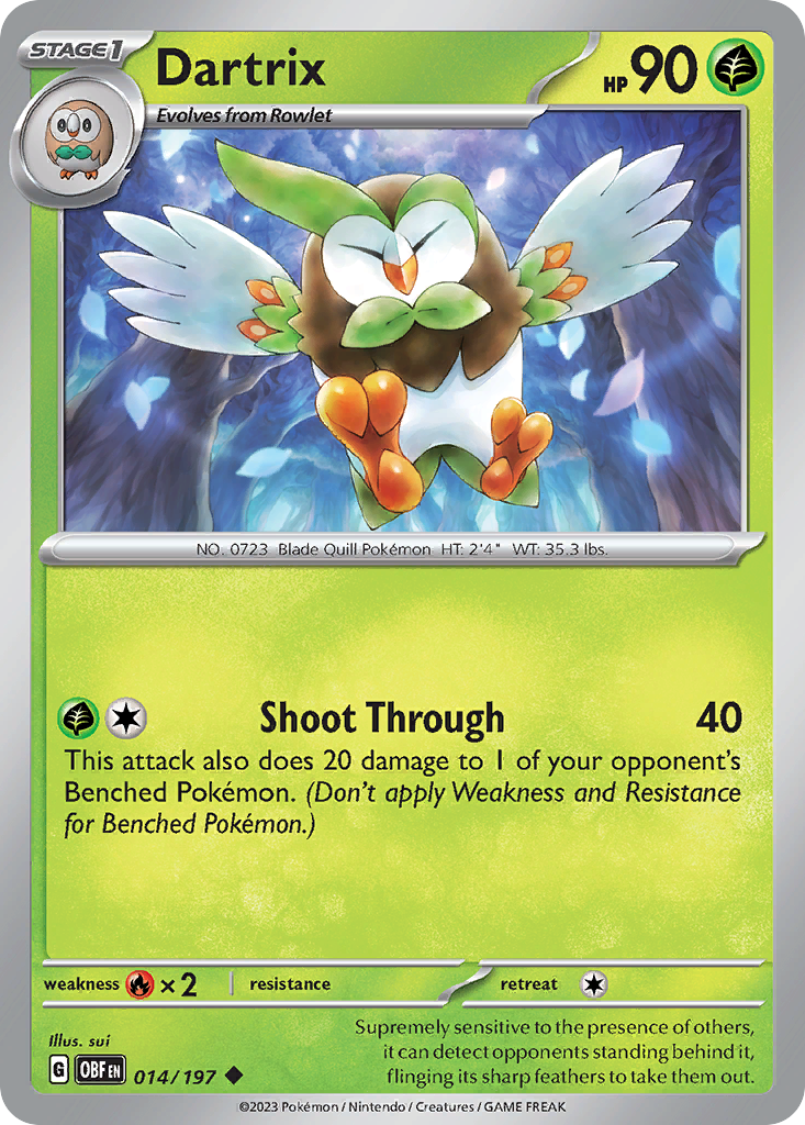 Dartrix 14/197 Uncommon | Obsidian Flames | Pokemon Card