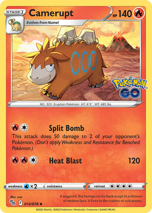 Camerupt 14/78 Uncommon | Pokémon GO | Pokemon Card