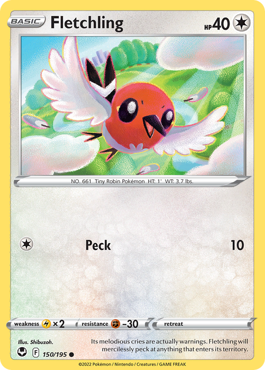 Fletchling 150/195 Common | Silver Tempest | Pokemon Card