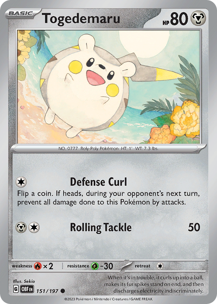 Togedemaru 151/197 Common | Obsidian Flames | Pokemon Card