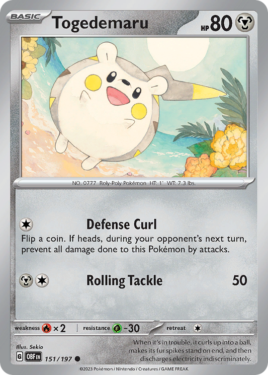 Togedemaru 151/197 Common | Obsidian Flames | Pokemon Card