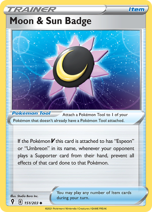 Moon & Sun Badge 151/203 Uncommon | Evolving Skies | Pokemon Card