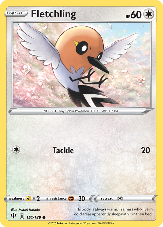 Fletchling 151/189 Common | Darkness Ablaze | Pokemon Card