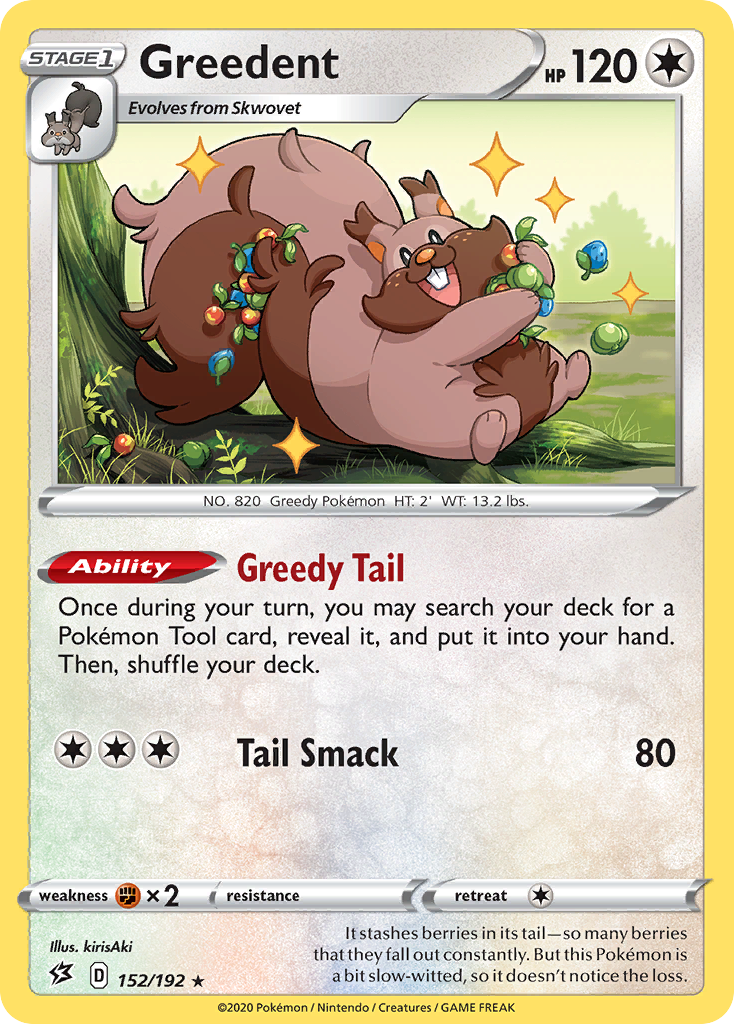 Greedent 152/192 Rare | Rebel Clash | Pokemon Card