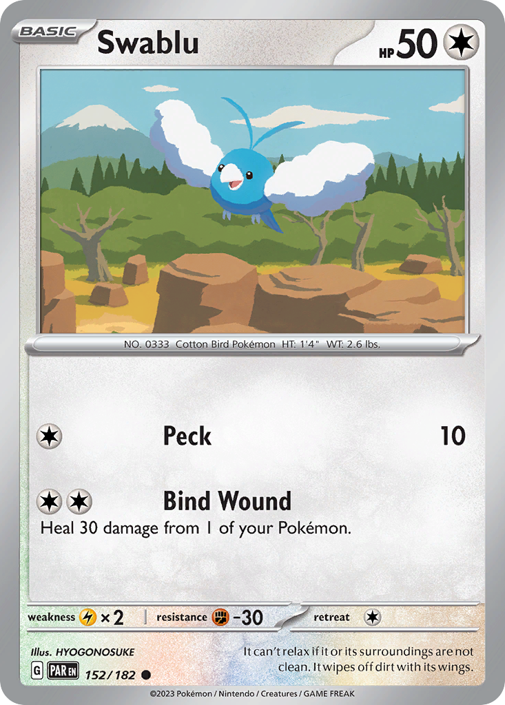 Swablu 152/182 Common | Paradox Rift | Pokemon Card