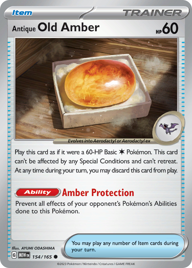 Antique Old Amber 154/165 Common | 151 | Pokemon Card