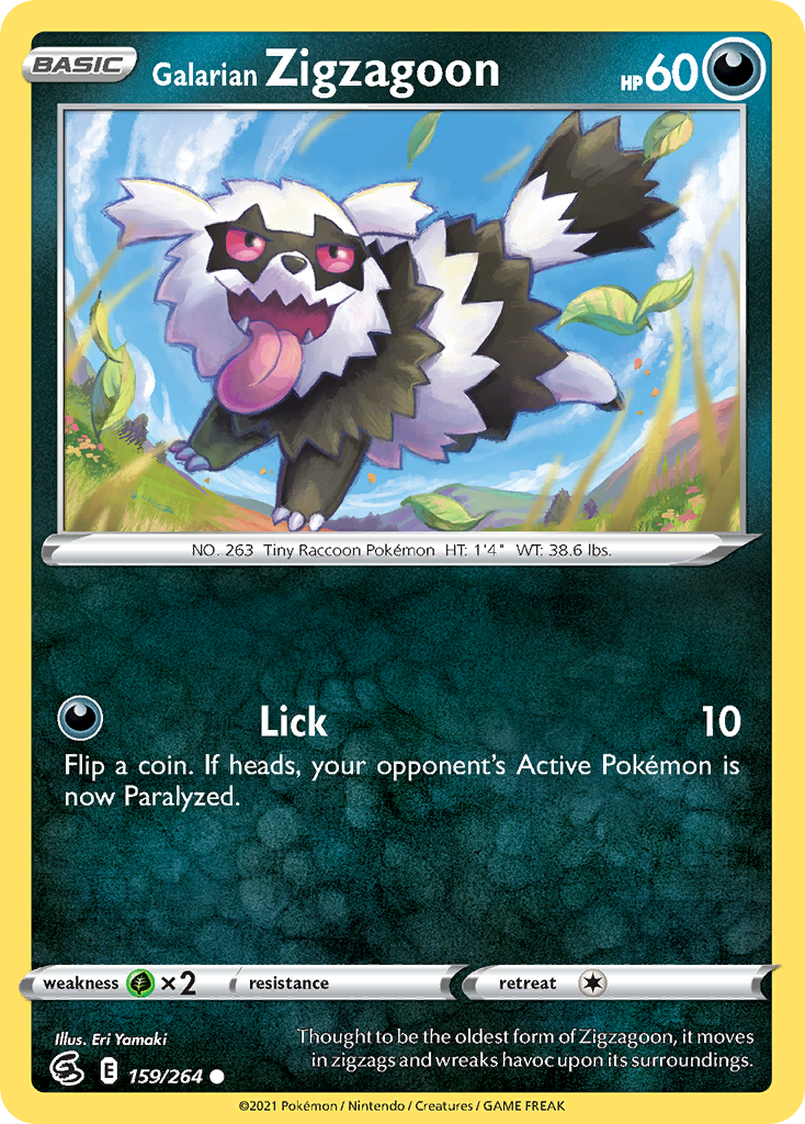 Galarian Zigzagoon 159/264 Common | Fusion Strike | Pokemon Card