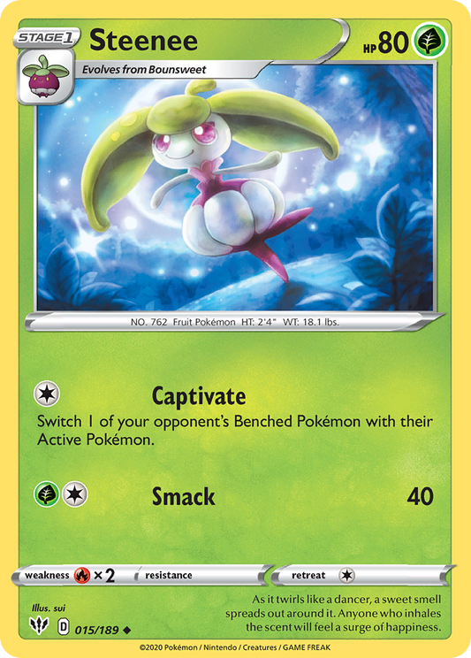 Steenee 15/189 Uncommon | Darkness Ablaze | Pokemon Card