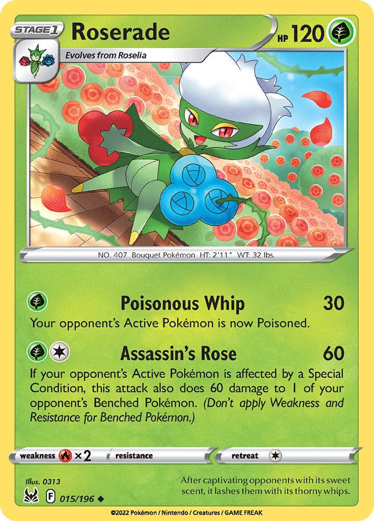 Roserade 15/196 Uncommon | Lost Origin | Pokemon Card