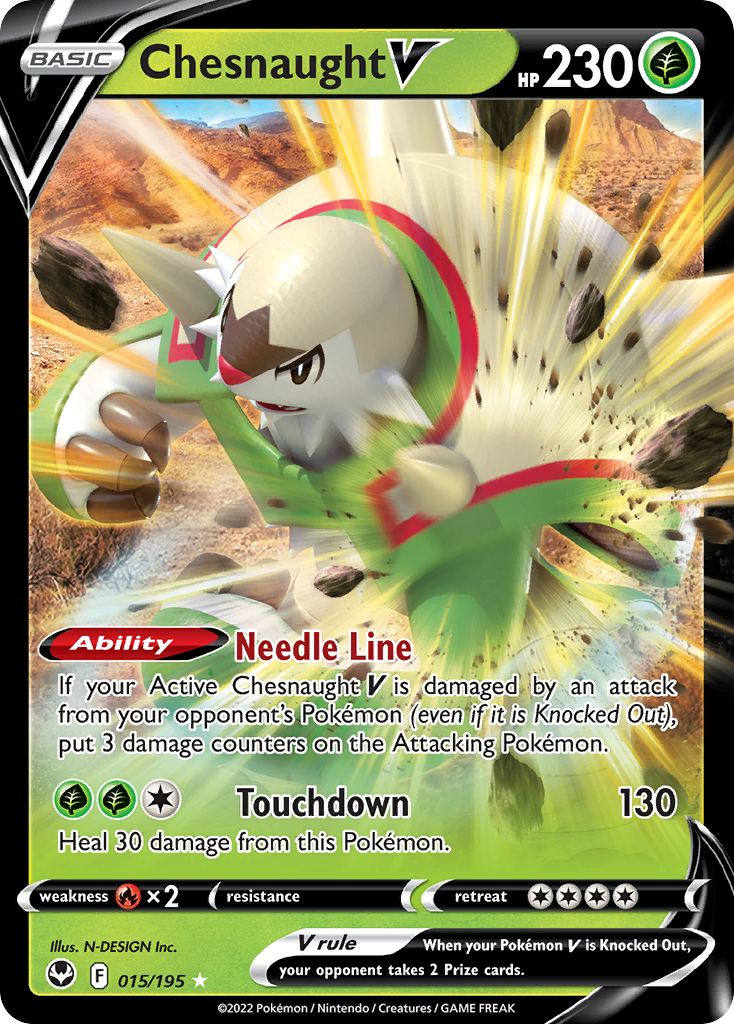 Chesnaught V 15/195 Rare Holo V | Silver Tempest | Pokemon Card