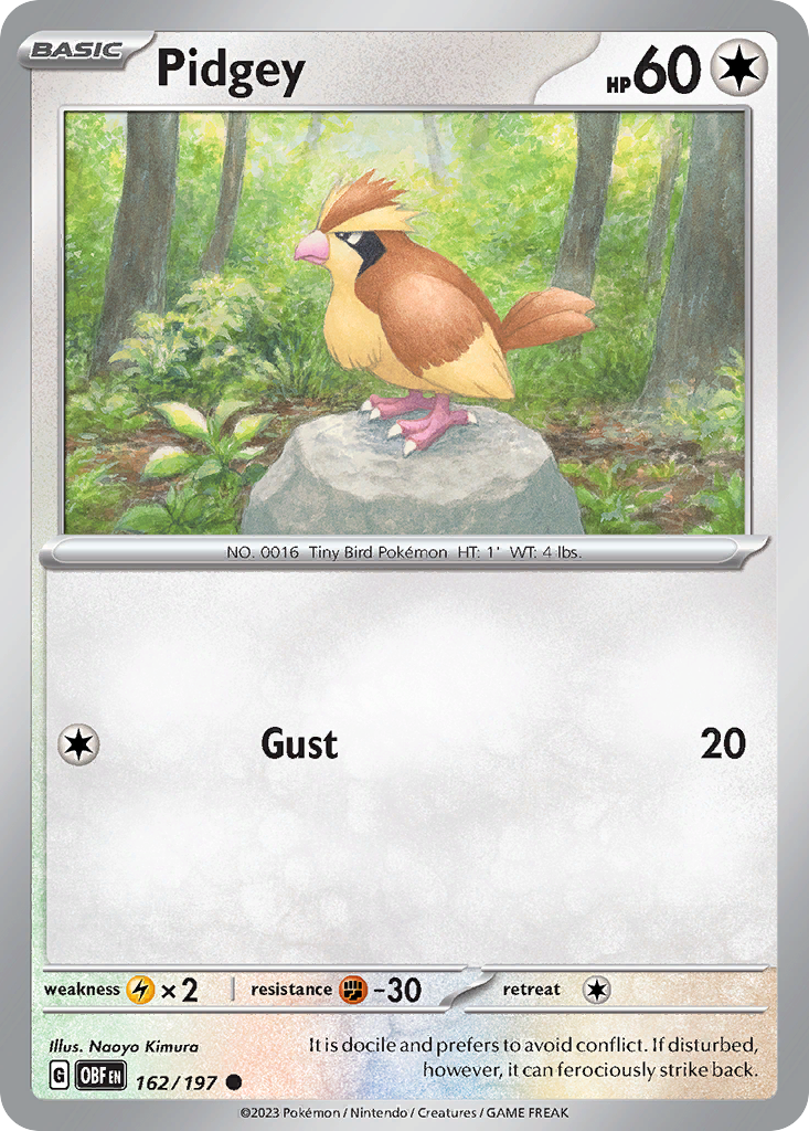 Pidgey 162/197 Common | Obsidian Flames | Pokemon Card