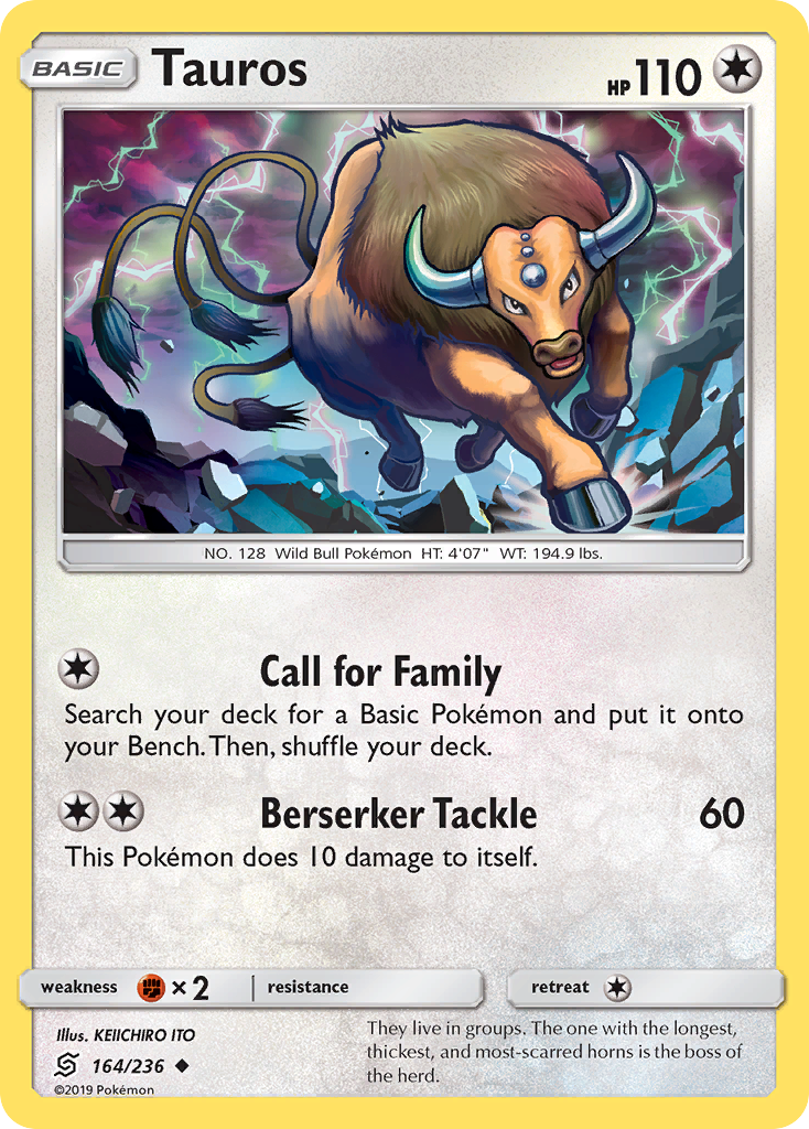 Tauros 164/236 Uncommon | Unified Minds | Pokemon Card