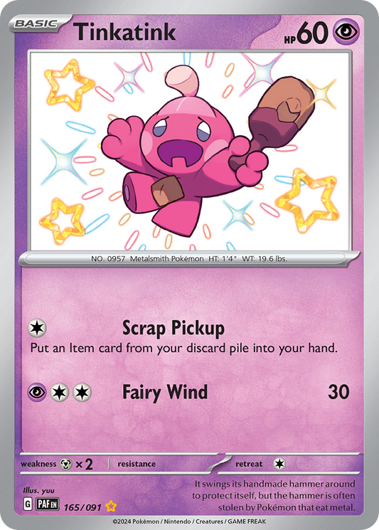 Tinkatink 165/91 Shiny Rare | Paldean Fates | Pokemon Card