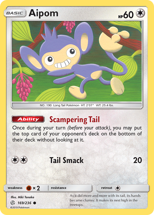 Aipom 169/236 Common | Cosmic Eclipse | Pokemon Card