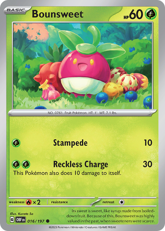 Bounsweet 16/197 Common | Obsidian Flames | Pokemon Card