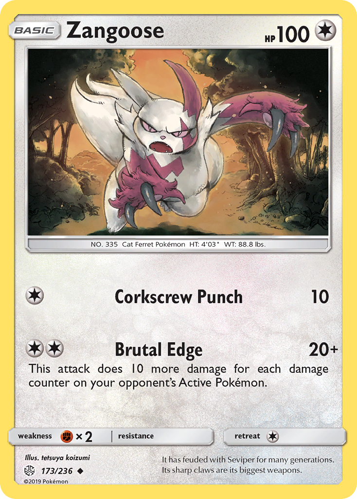 Zangoose 173/236 Uncommon | Cosmic Eclipse | Pokemon Card