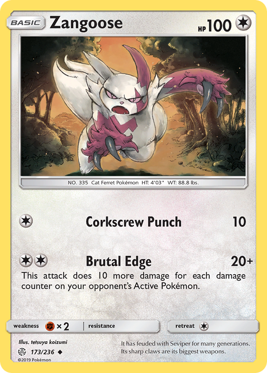 Zangoose 173/236 Uncommon | Cosmic Eclipse | Pokemon Card