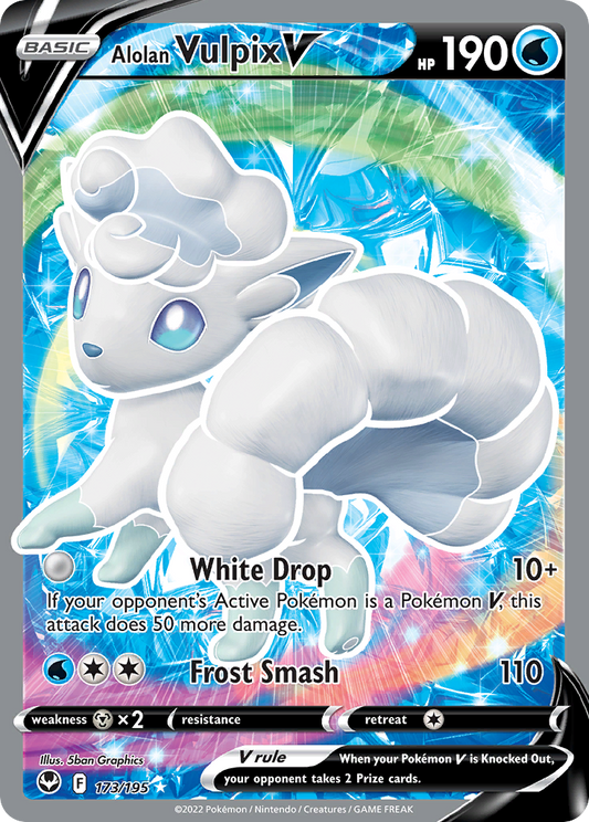 Alolan Vulpix V 173/195 Rare Ultra | Silver Tempest | Pokemon Card