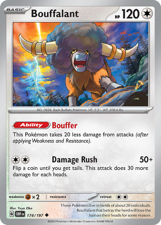 Bouffalant 174/197 Uncommon | Obsidian Flames | Pokemon Card