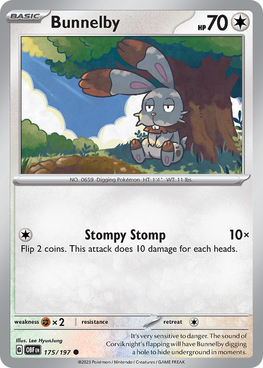 Bunnelby 175/197 Common | Obsidian Flames | Pokemon Card