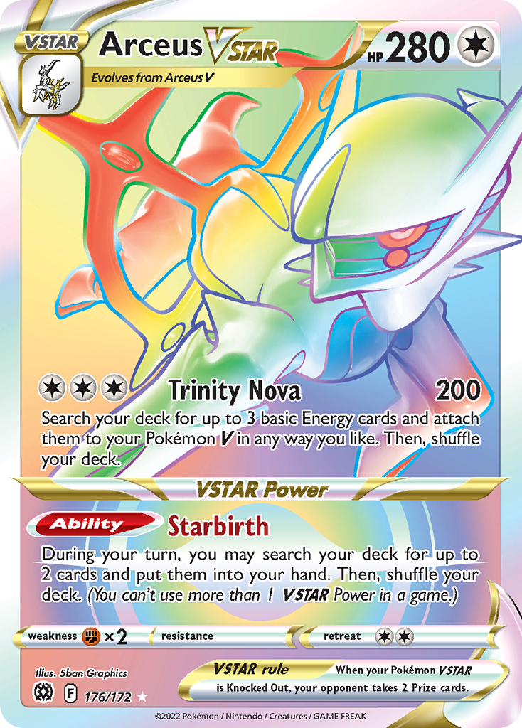 Arceus VSTAR 176/172 Rare Rainbow | Brilliant Stars | Pokemon Card