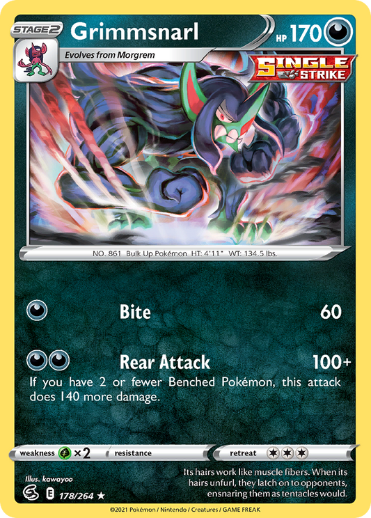 Grimmsnarl 178/264 Rare Holo | Fusion Strike | Pokemon Card