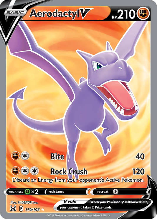 Aerodactyl V 179/196 Rare Ultra | Lost Origin | Pokemon Card