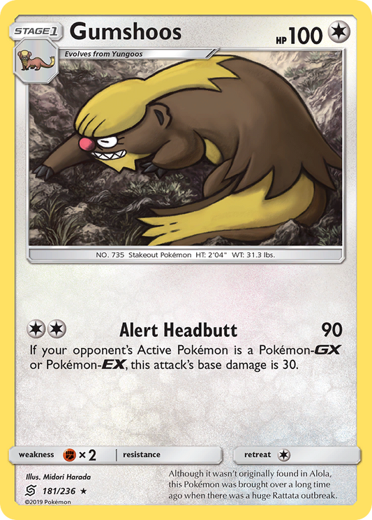 Gumshoos 181/236 Rare | Unified Minds | Pokemon Card