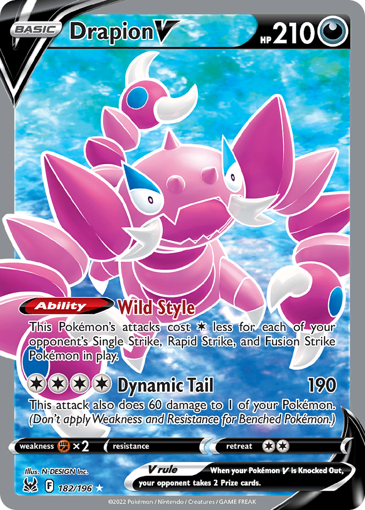 Drapion V 182/196 Rare Ultra | Lost Origin | Pokemon Card