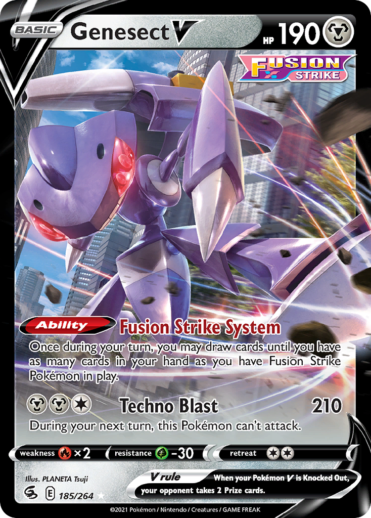 Genesect V 185/264 Rare Holo V | Fusion Strike | Pokemon Card