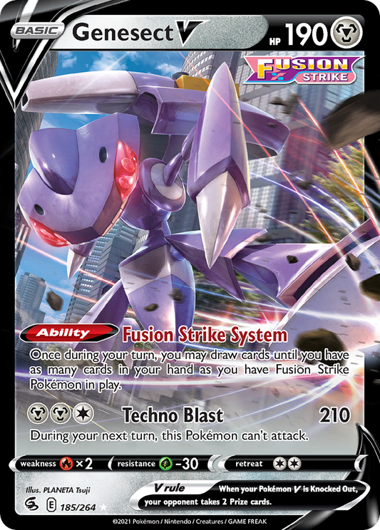 Genesect V 185/264 Rare Holo V | Fusion Strike | Pokemon Card