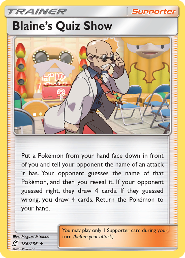 Blaine's Quiz Show 186/236 Uncommon | Unified Minds | Pokemon Card