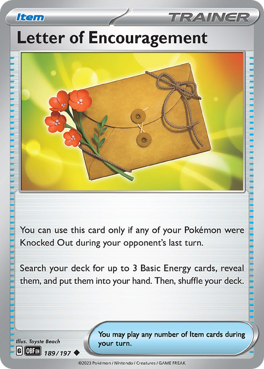 Letter of Encouragement 189/197 Uncommon | Obsidian Flames | Pokemon Card