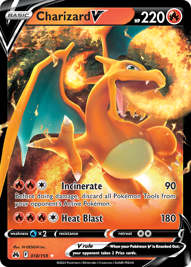 Charizard V 18/159 Rare Holo V | Crown Zenith | Pokemon Card